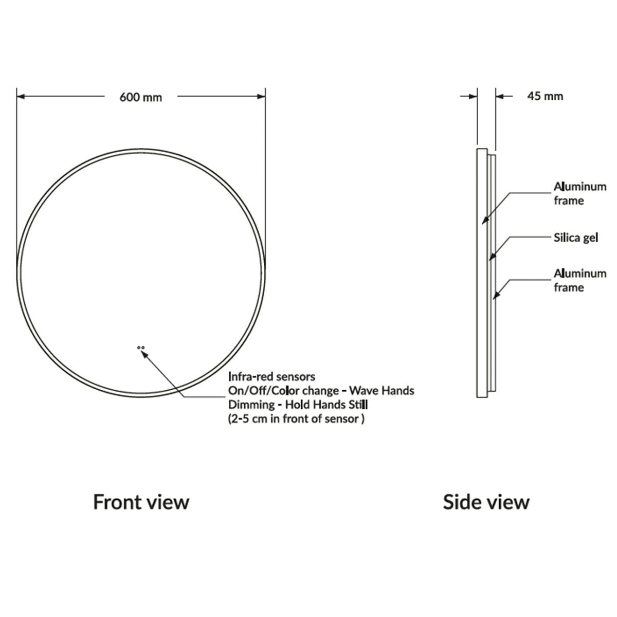 Macie Wall Hung Round LED Mirror