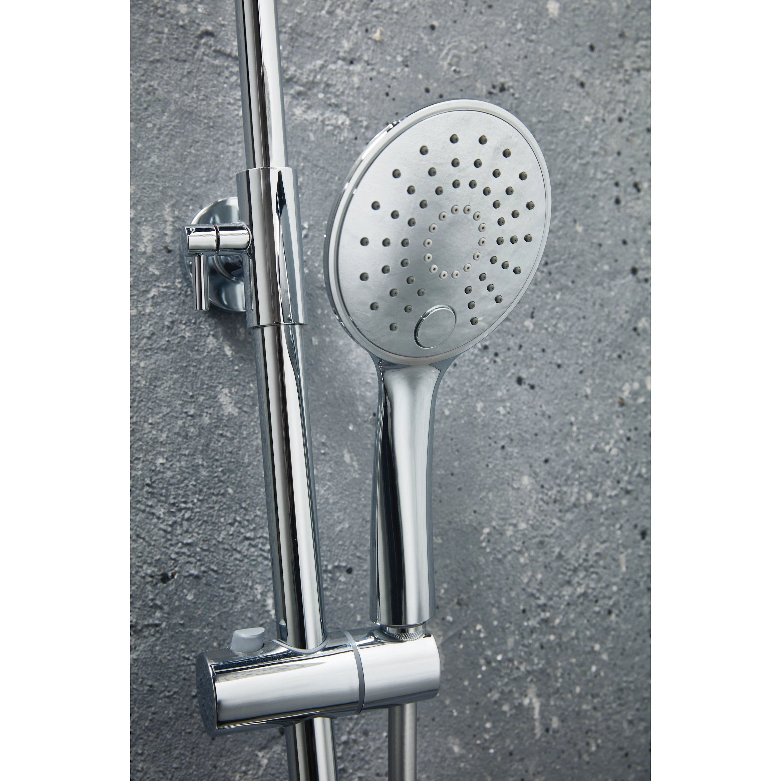 Messi Chrome Round Cool Touch Rigid Riser Shower