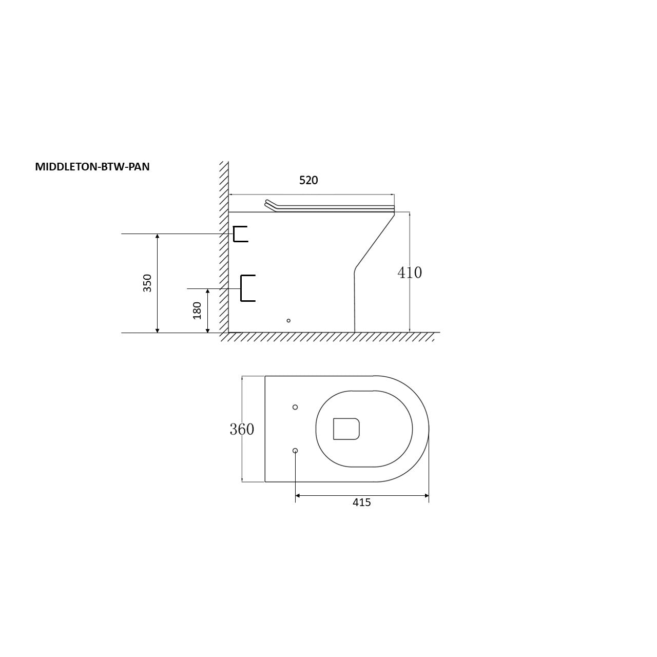 Middleton Rimless Back to Wall Scudo WC Toilet with Soft Close Toilet Seat Option