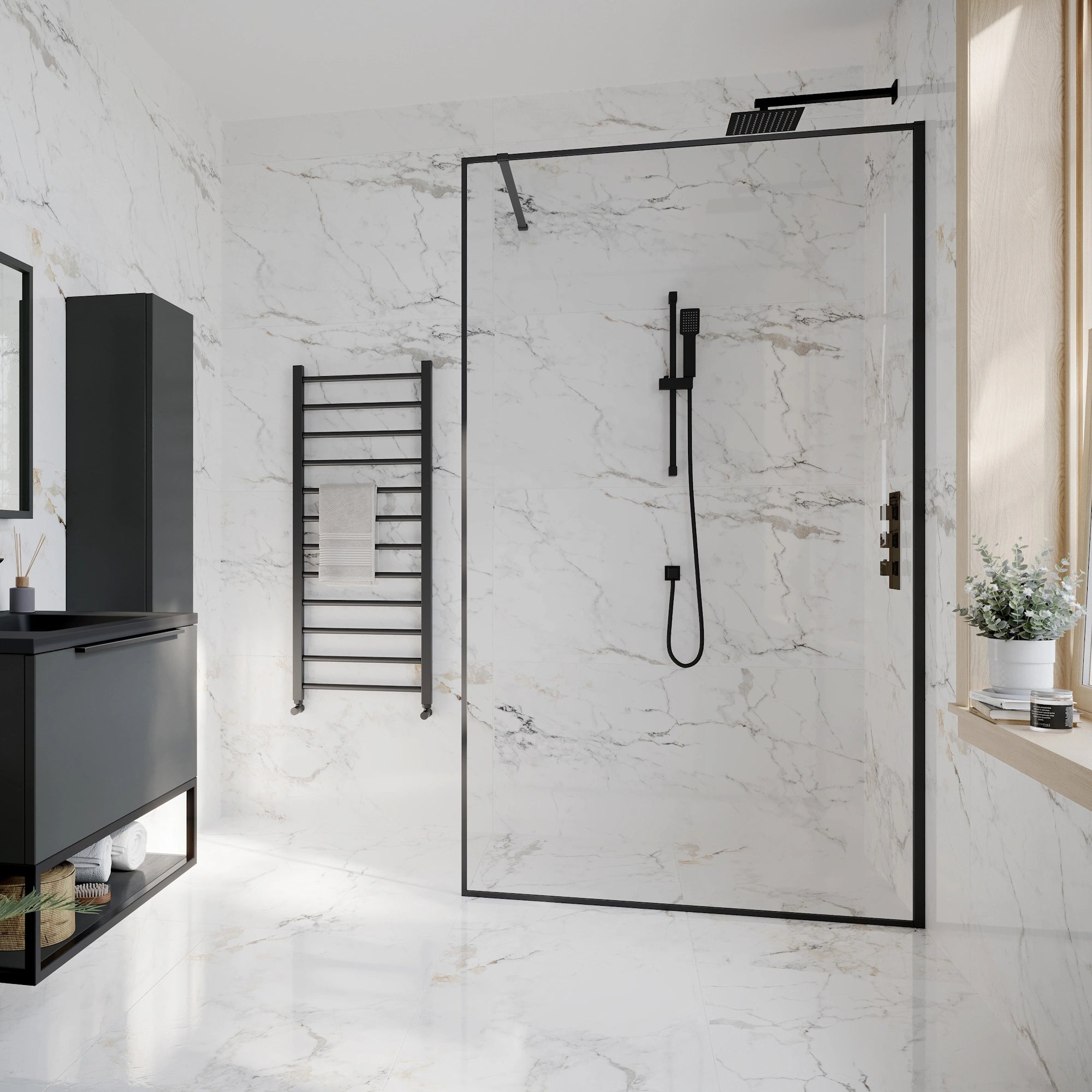 Minos Framed Glass Shower Wetroom Panel