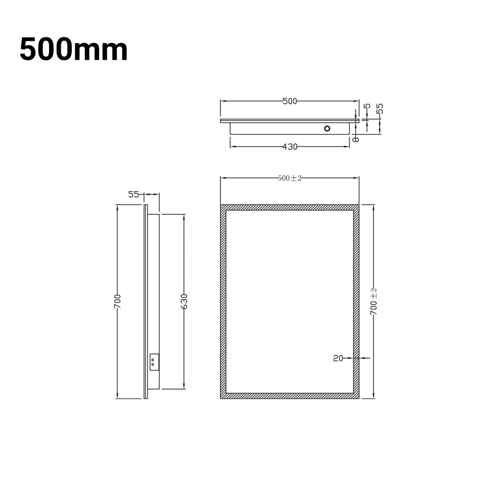 Mosca Wall Hung Straight Edge LED Mirror