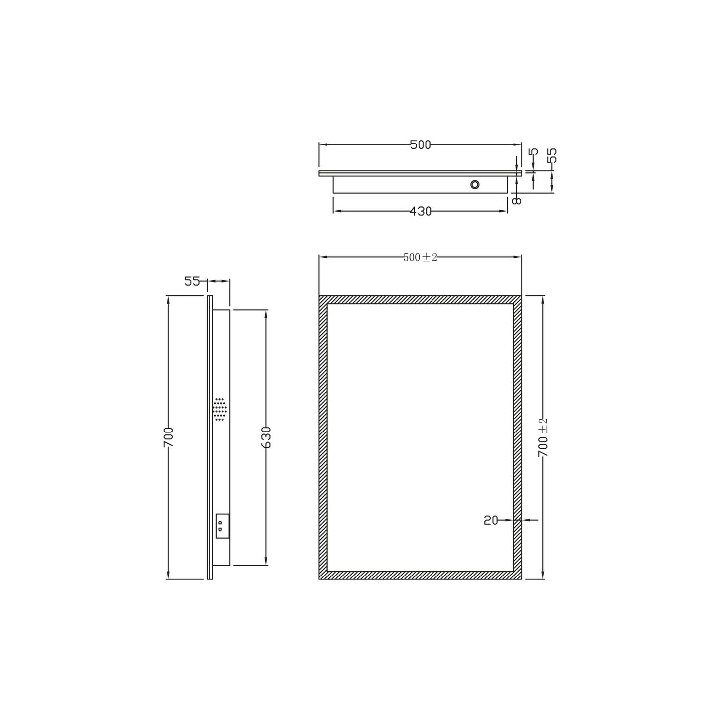 Bluetooth Mosca Wall Hung Straight Edge LED Mirror