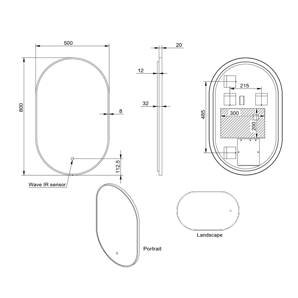 Aubrey Wall Hung Oval LED Mirror