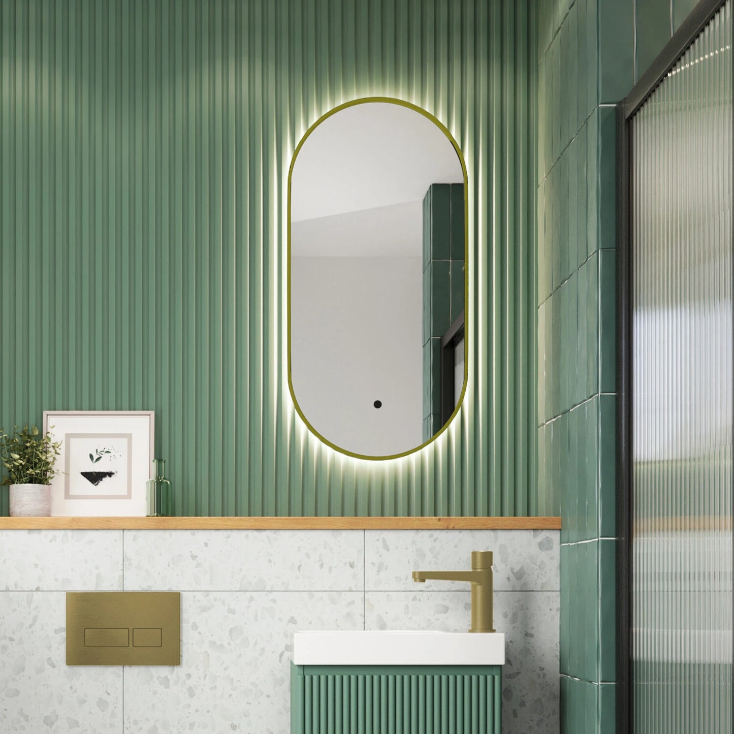 Aubrey Slim Wall Hung Oval LED Mirror