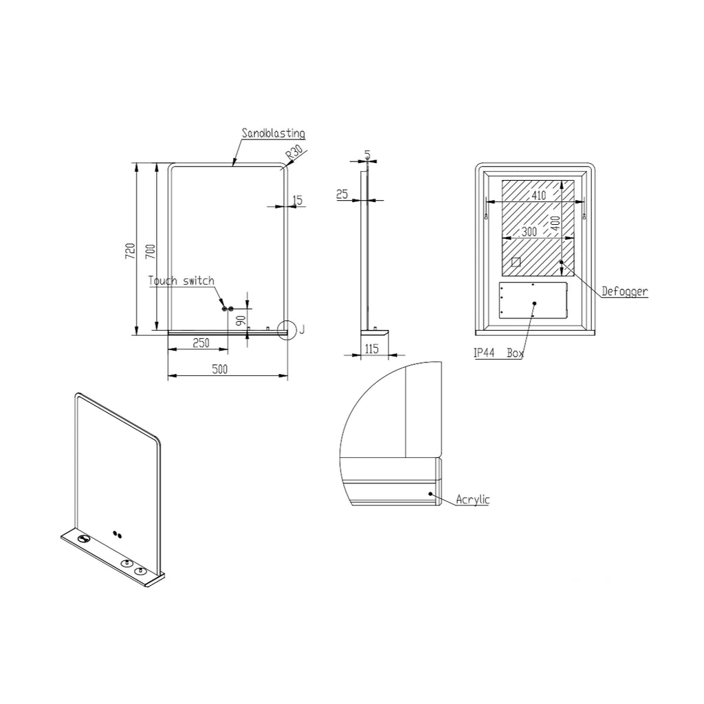 Charj Wall Hung Soft Edge Rectangular LED Mirror