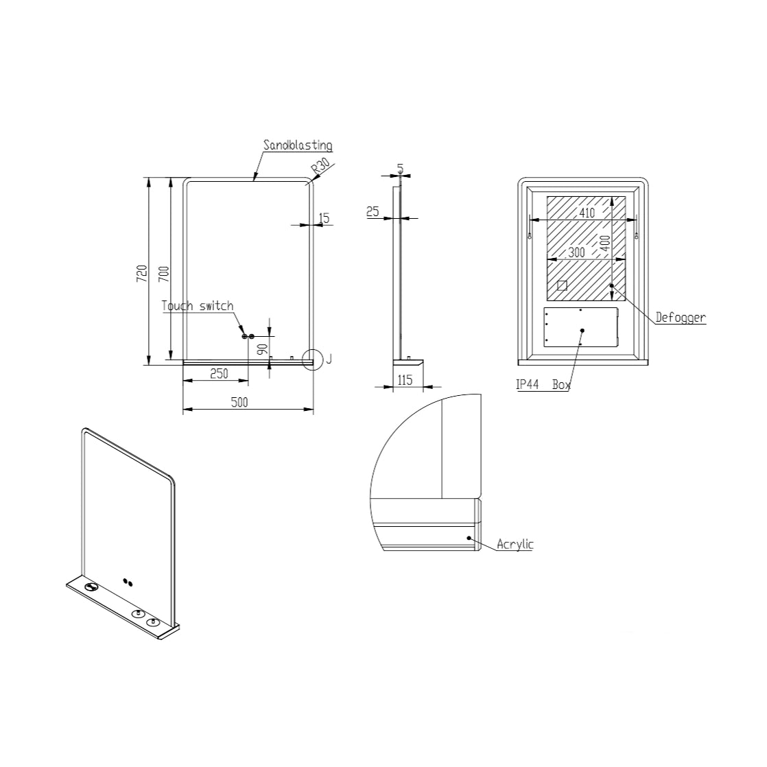 Charj Wall Hung Soft Edge Rectangular LED Mirror