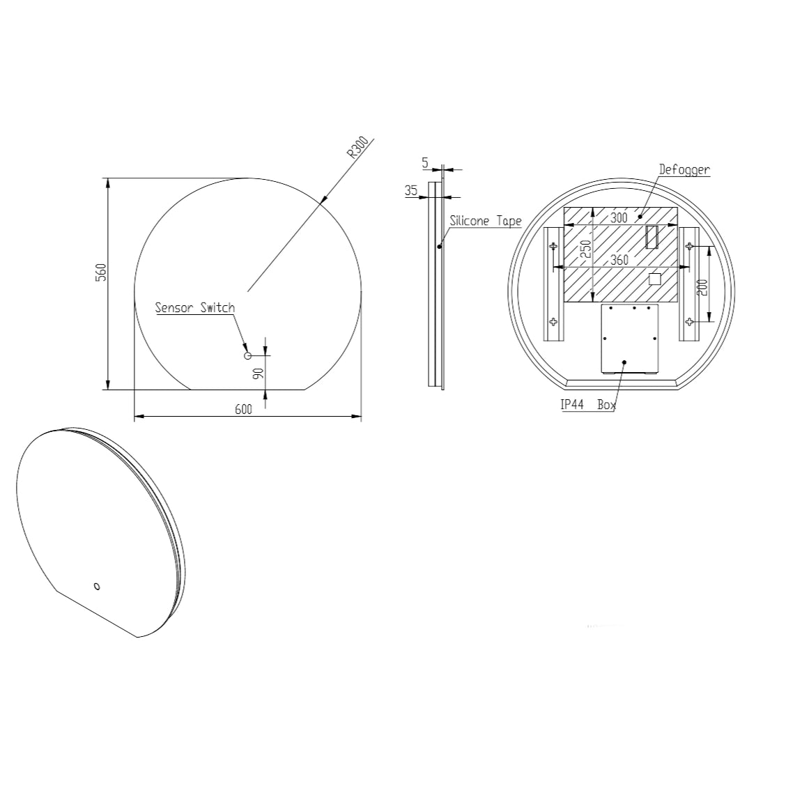 Alba Wall Hung Round LED Mirror