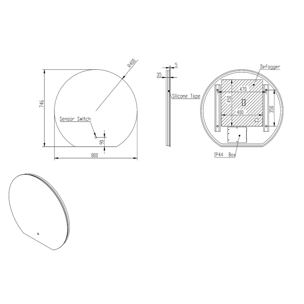 Alba Wall Hung Round LED Mirror