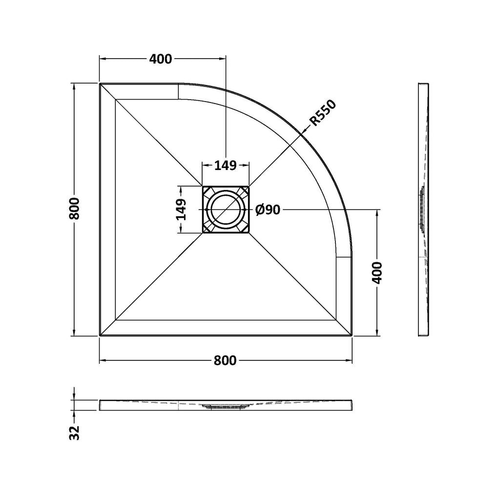 Nuie Slate Quadrant Slimline Shower Tray