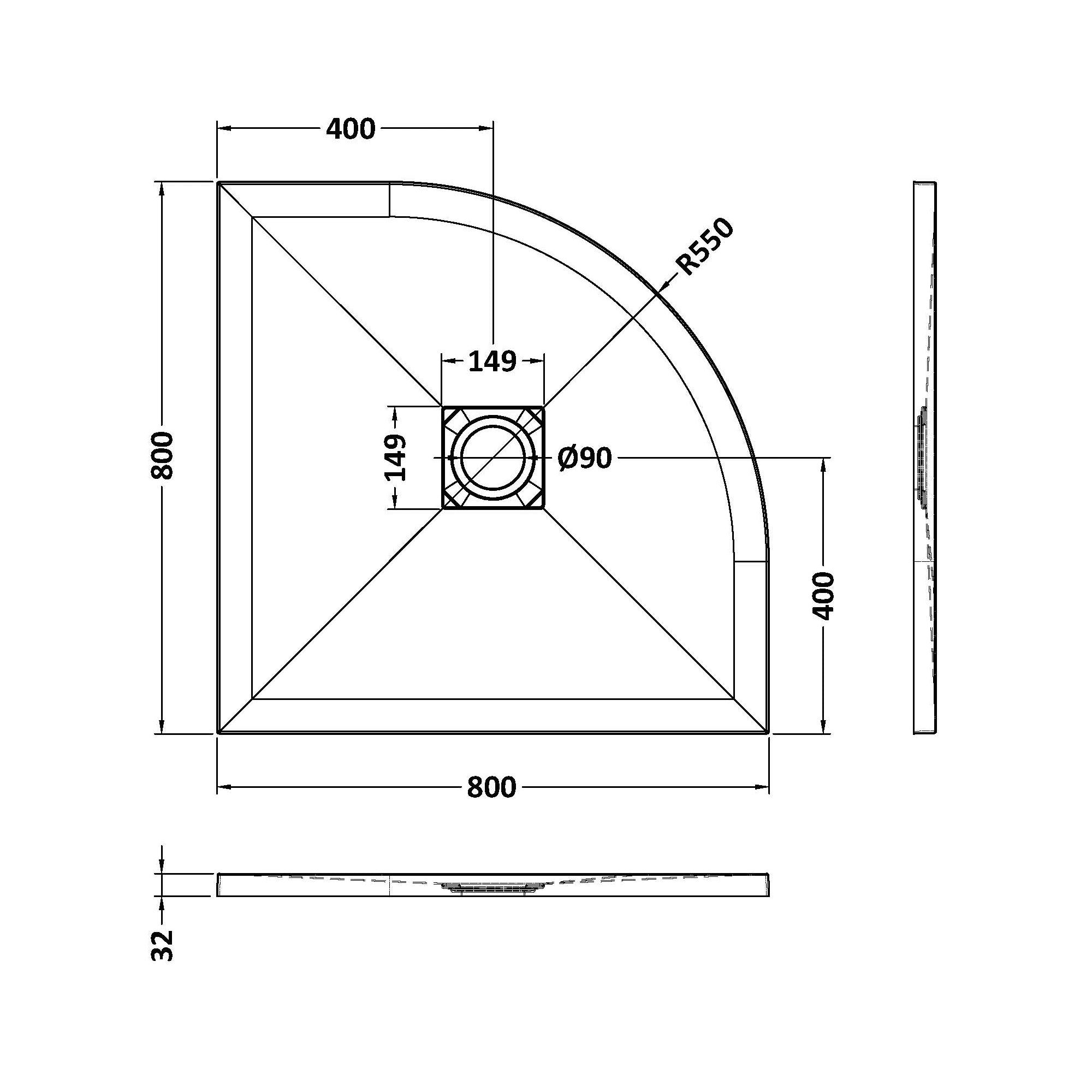 Nuie Slate Quadrant Slimline Shower Tray