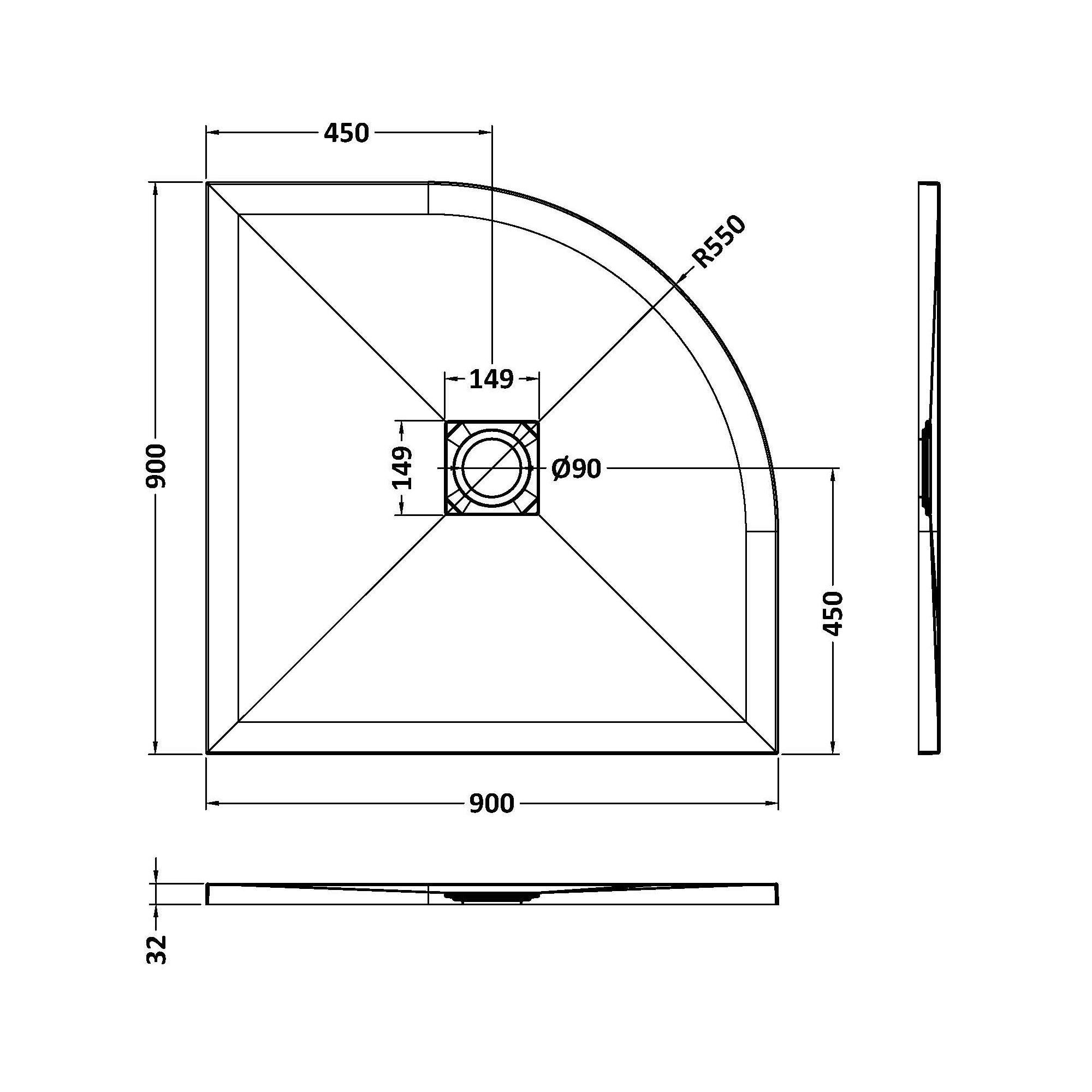 Nuie Slate Quadrant Slimline Shower Tray