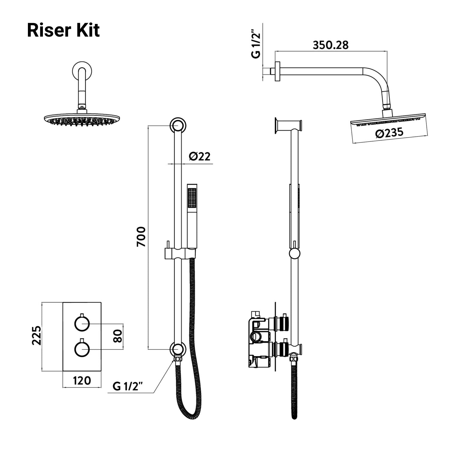 Core Round Handle and Handset Shower Set