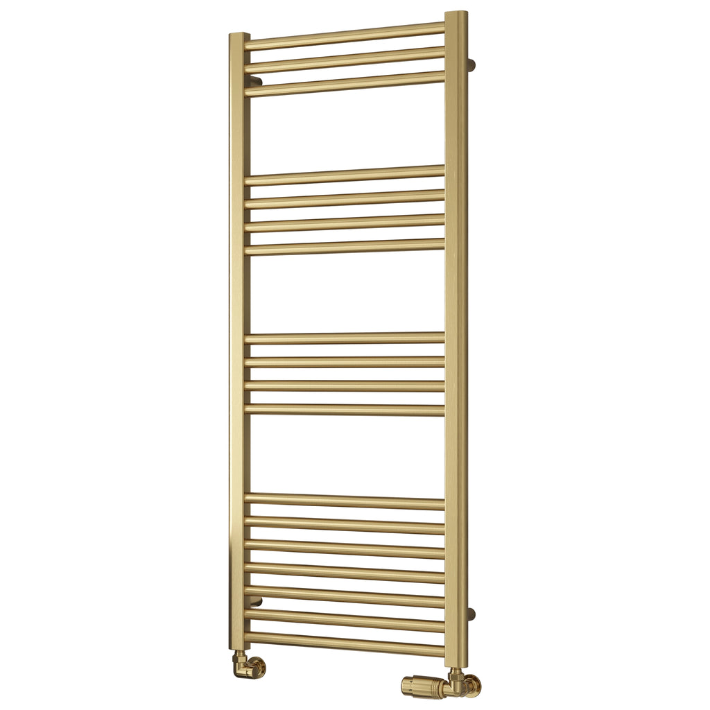 Ottone Reina Designer Brushed Brass Straight Towel Rail Radiator