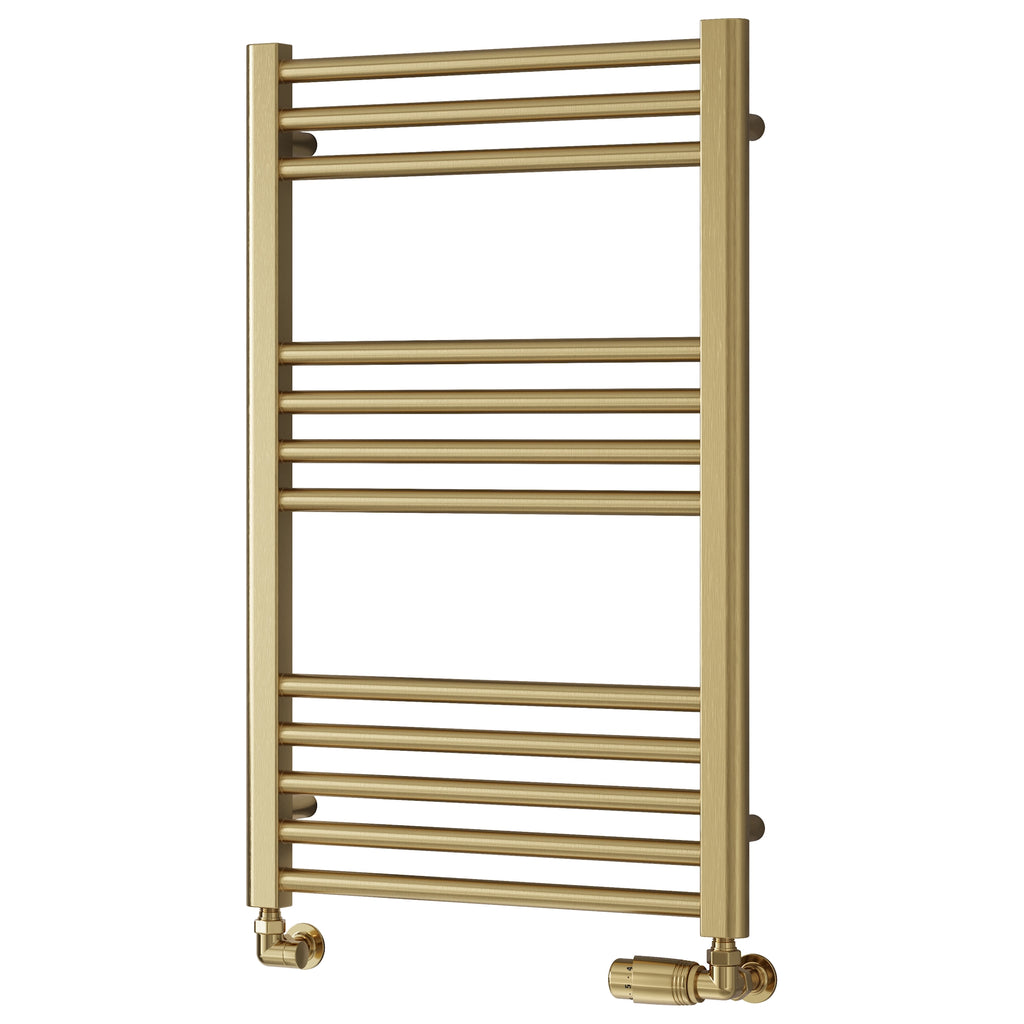 Ottone Reina Designer Brushed Brass Straight Towel Rail Radiator