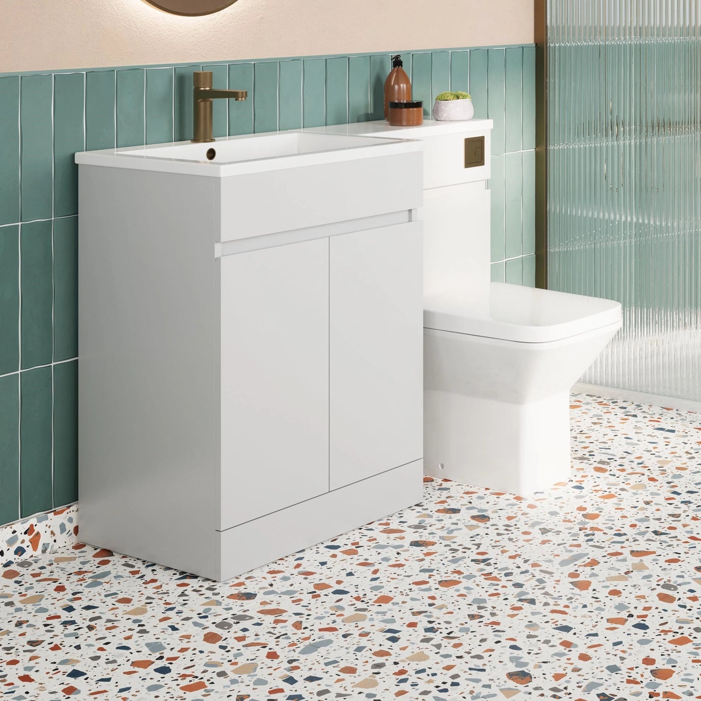 Waterguard Floor Standing Gloss White Basin Sink Vanity Unit