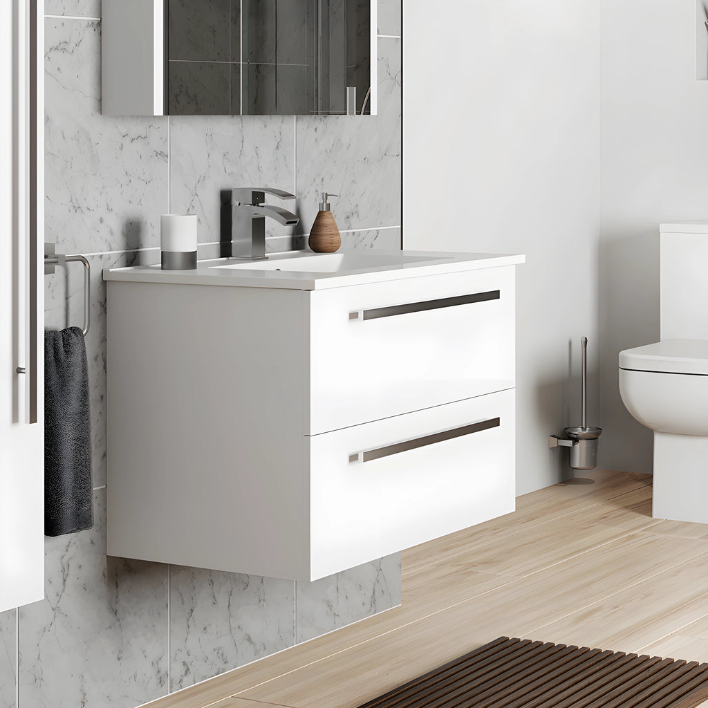 Purity Kartell Wall Mounted Two Drawer 600mm Basin Sink Vanity Unit