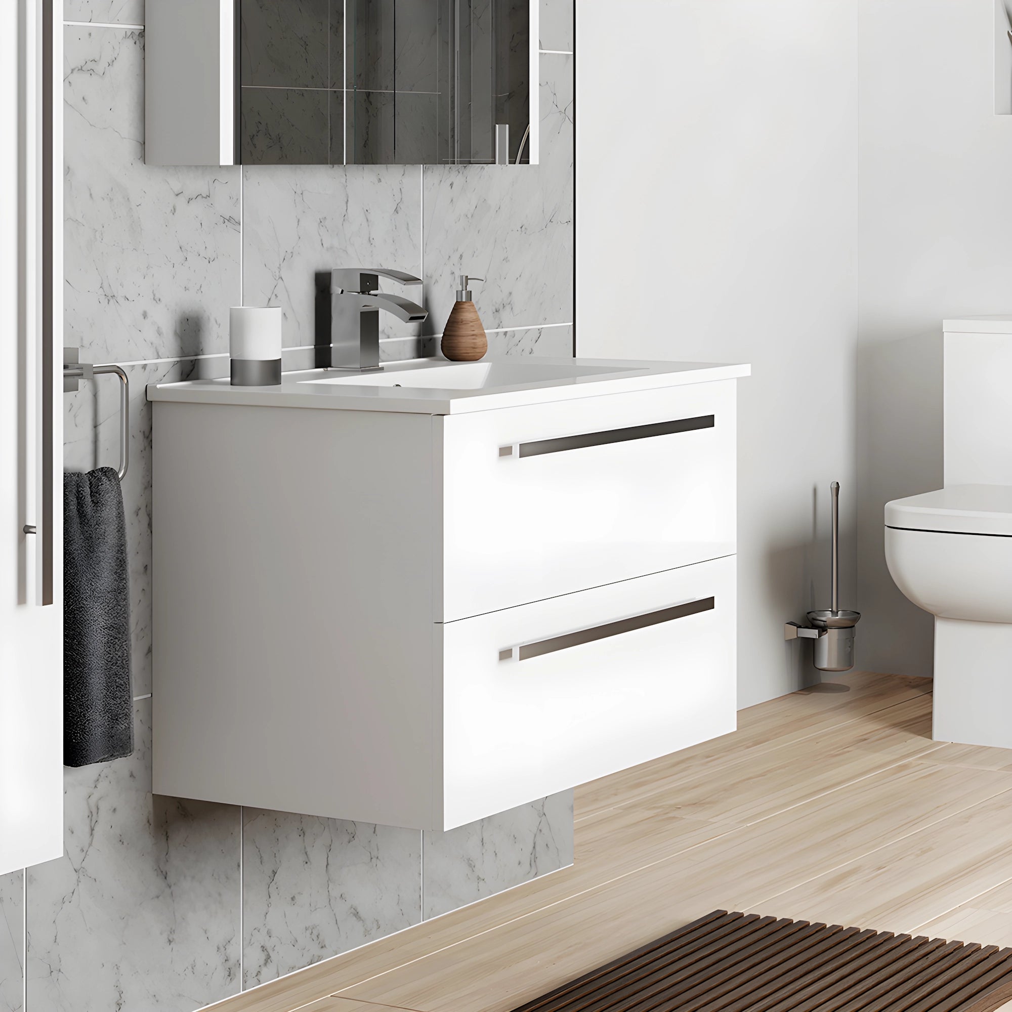 Purity Kartell Wall Mounted Two Drawer 800mm Basin Sink Vanity Unit