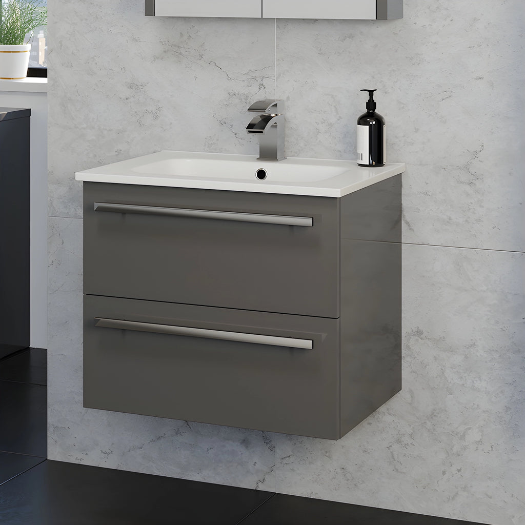 Purity Kartell Wall Mounted Two Drawer 800mm Basin Sink Vanity Unit