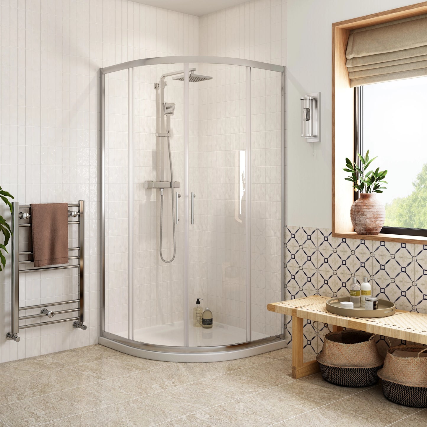 Sinda Full Designer Bathroom Suite with Shower Enclosure Toilet and Vanity Unit