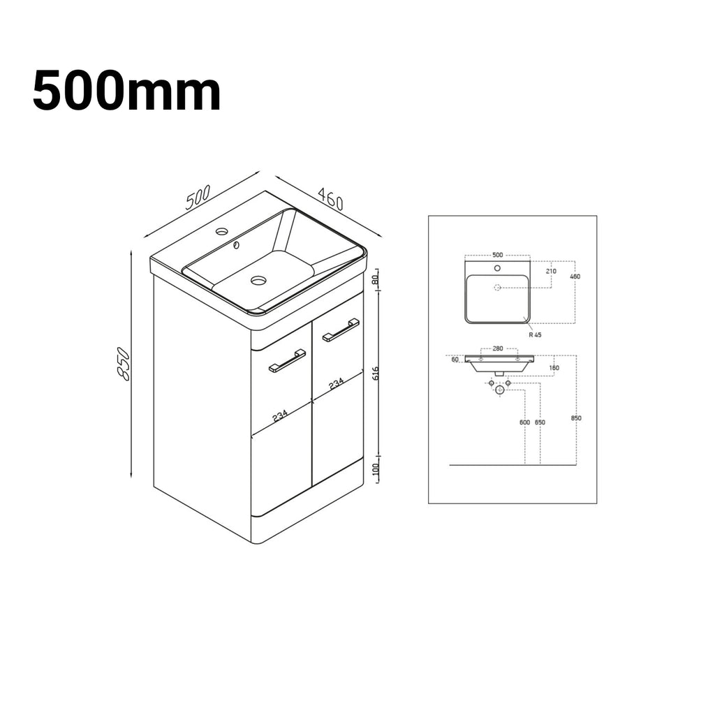 Rossini Floor Standing Basin Sink Vanity Unit