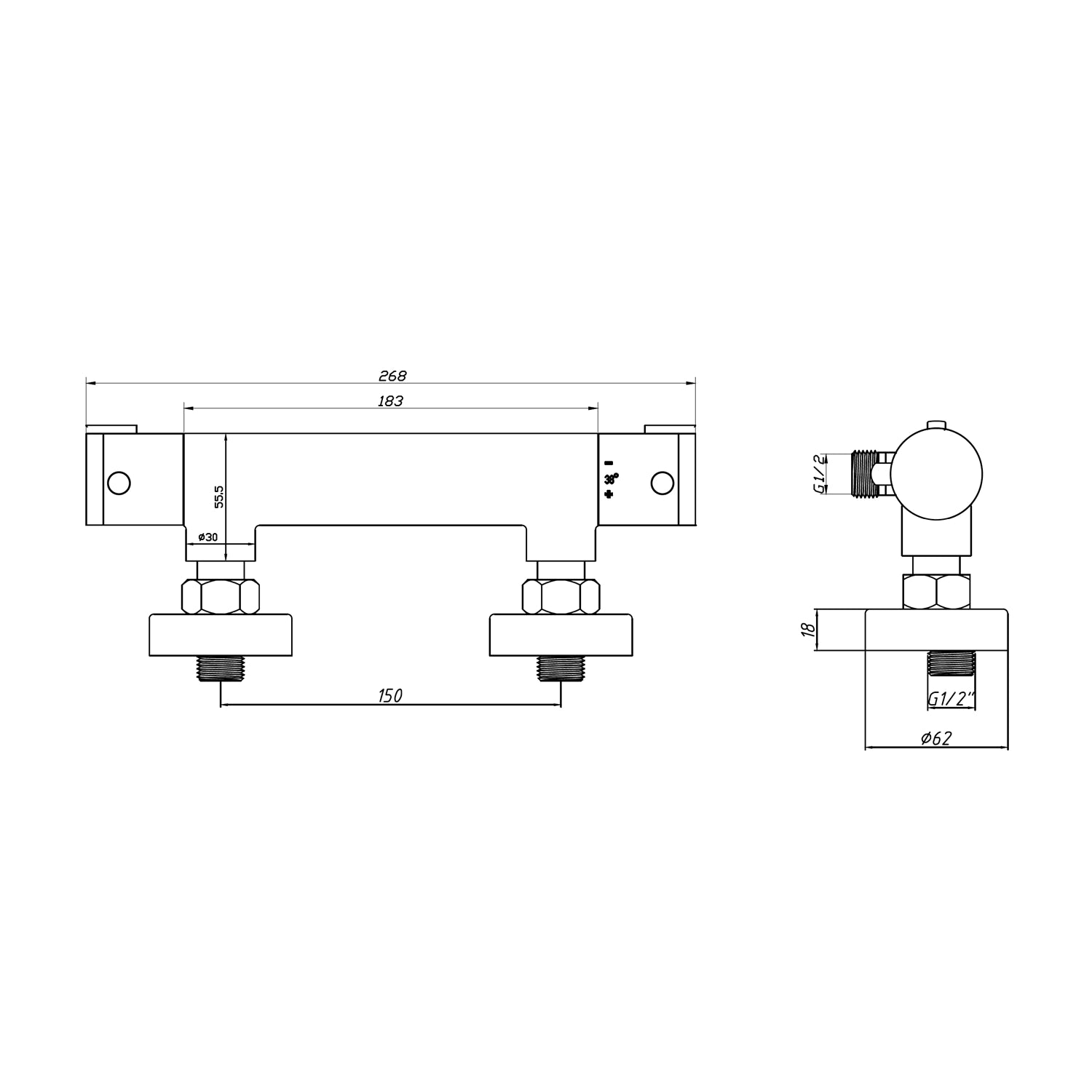 Chrome Round Exposed Thermostatic Valve