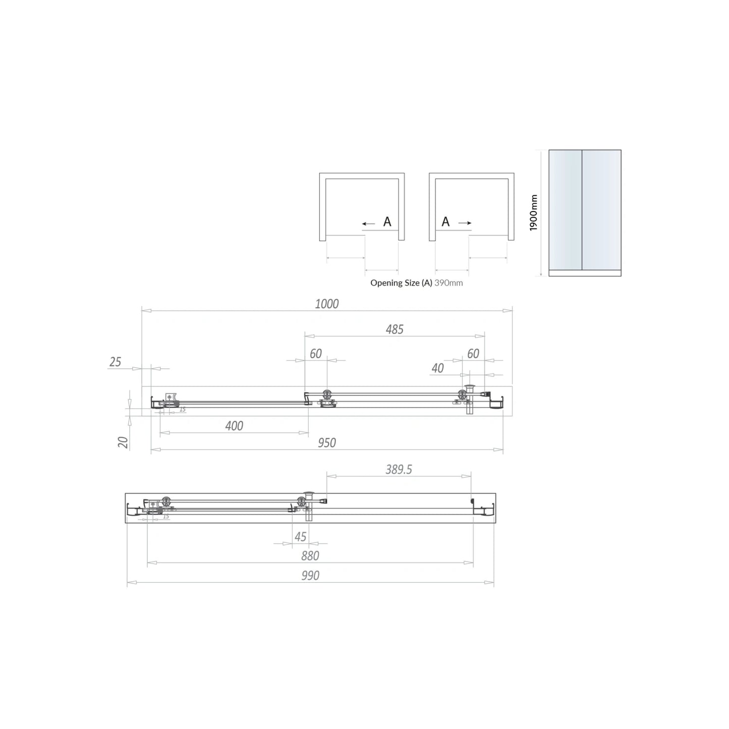 S6 Sliding Door Brushed Brass Shower Door