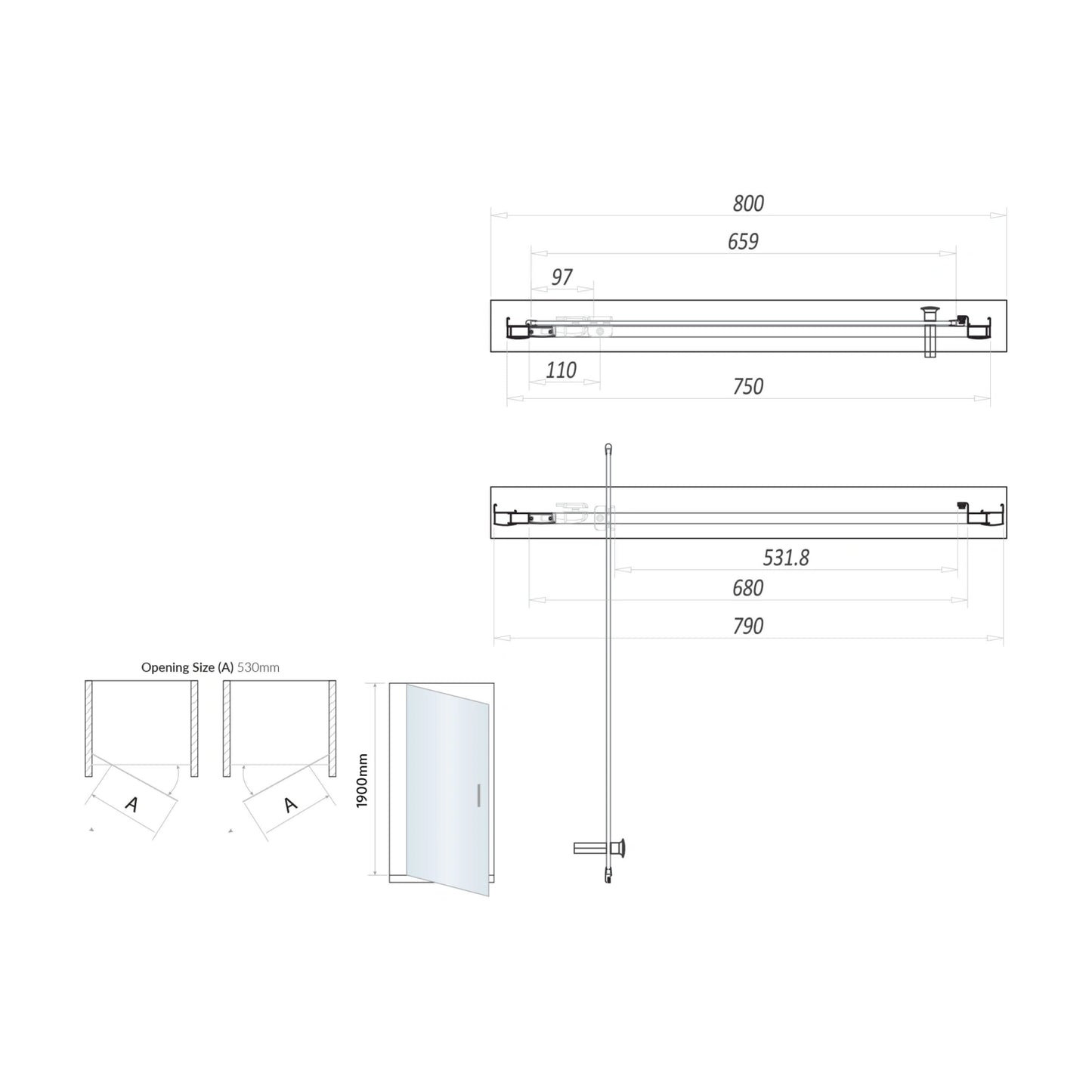 S6 Pivot Door Brushed Brass Shower Door