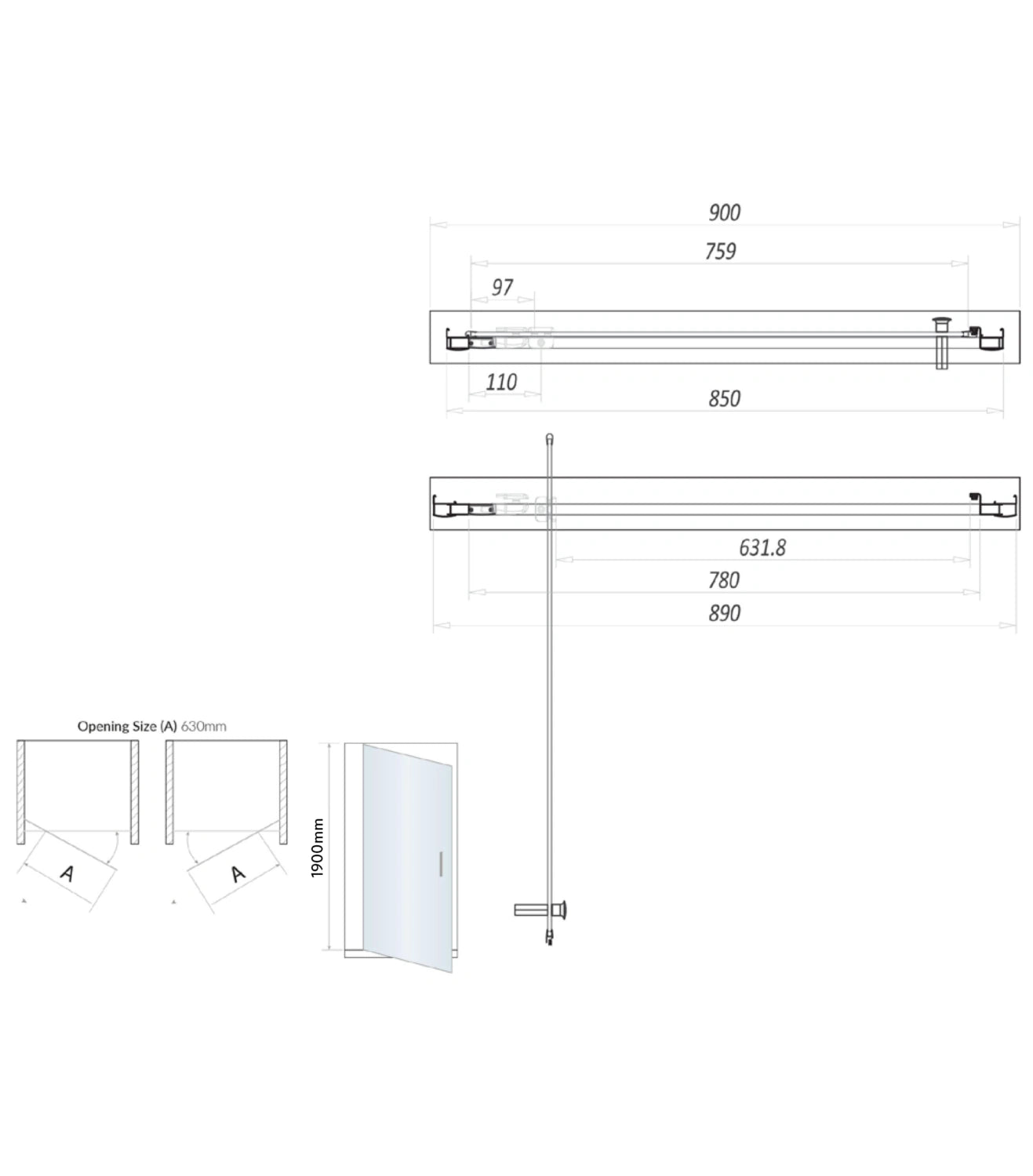 S6 Pivot Door Brushed Brass Shower Door