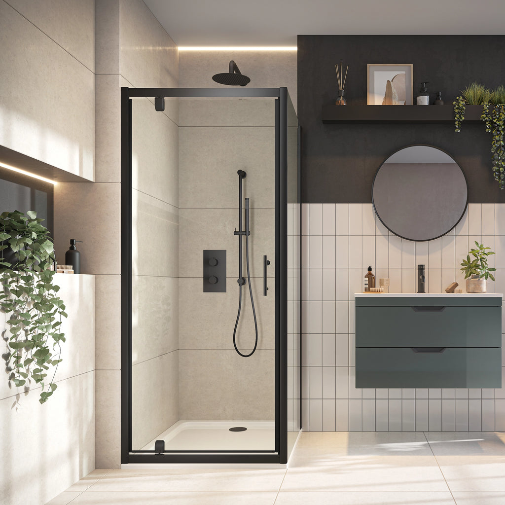 S6 Pivot Door Black Shower Door