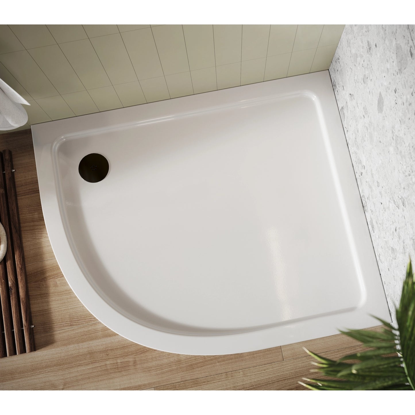 Shires White Offset Quadrant Low Profile Shower Tray