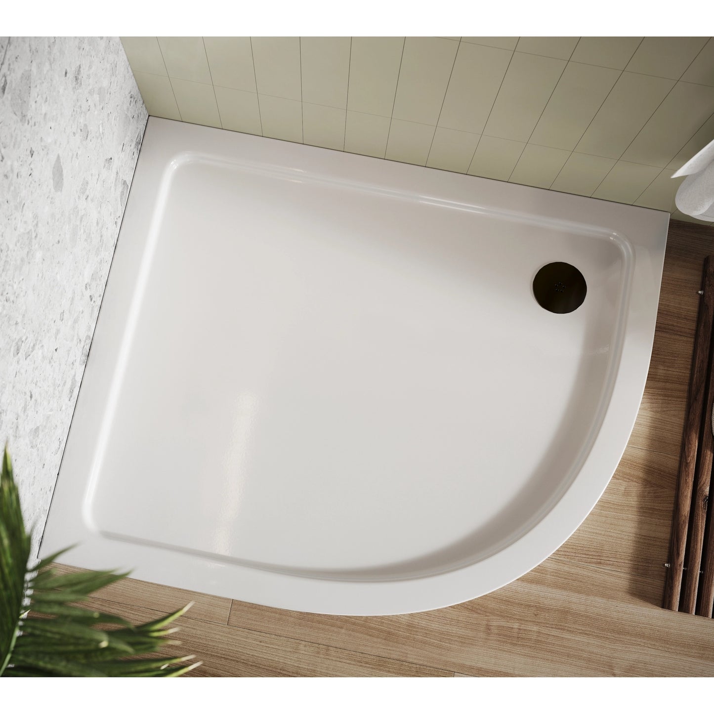 Shires White Offset Quadrant Low Profile Shower Tray