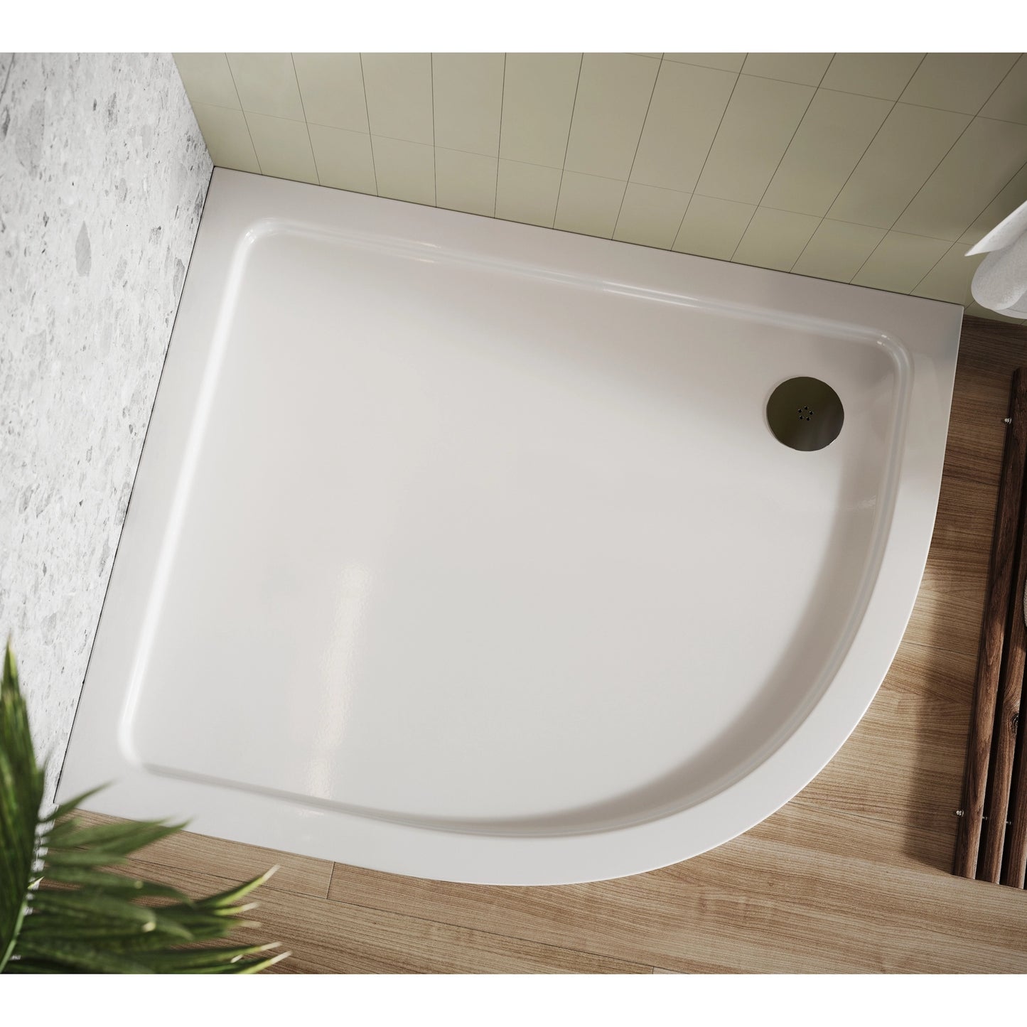 Shires White Offset Quadrant Low Profile Shower Tray