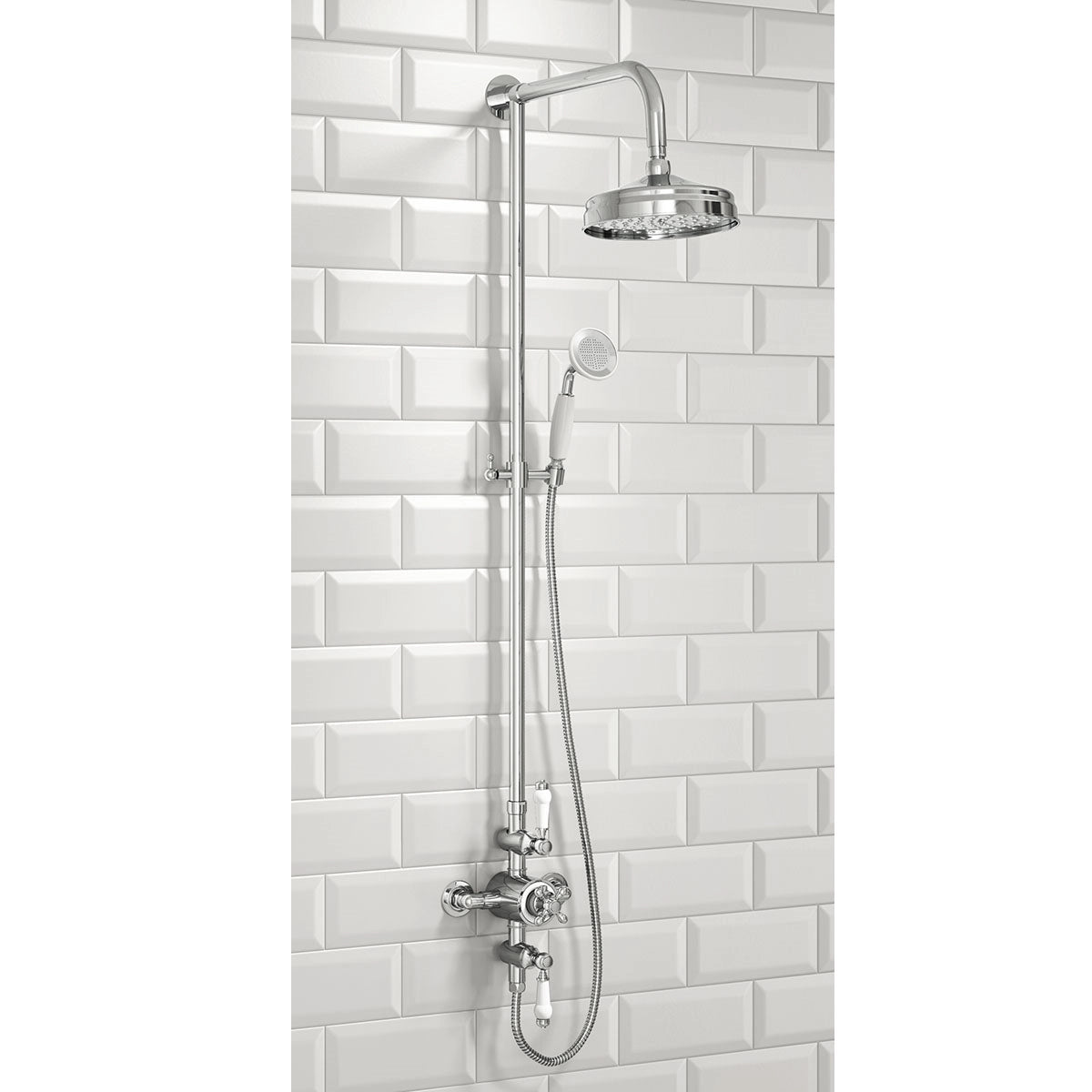 Traditional Round Rigid Riser Shower with Fixed Head
