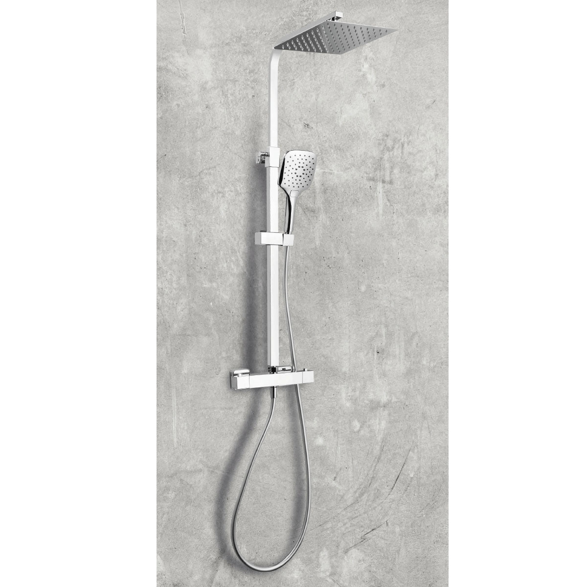 Helier Chrome Square Cool Touch Rigid Riser Shower