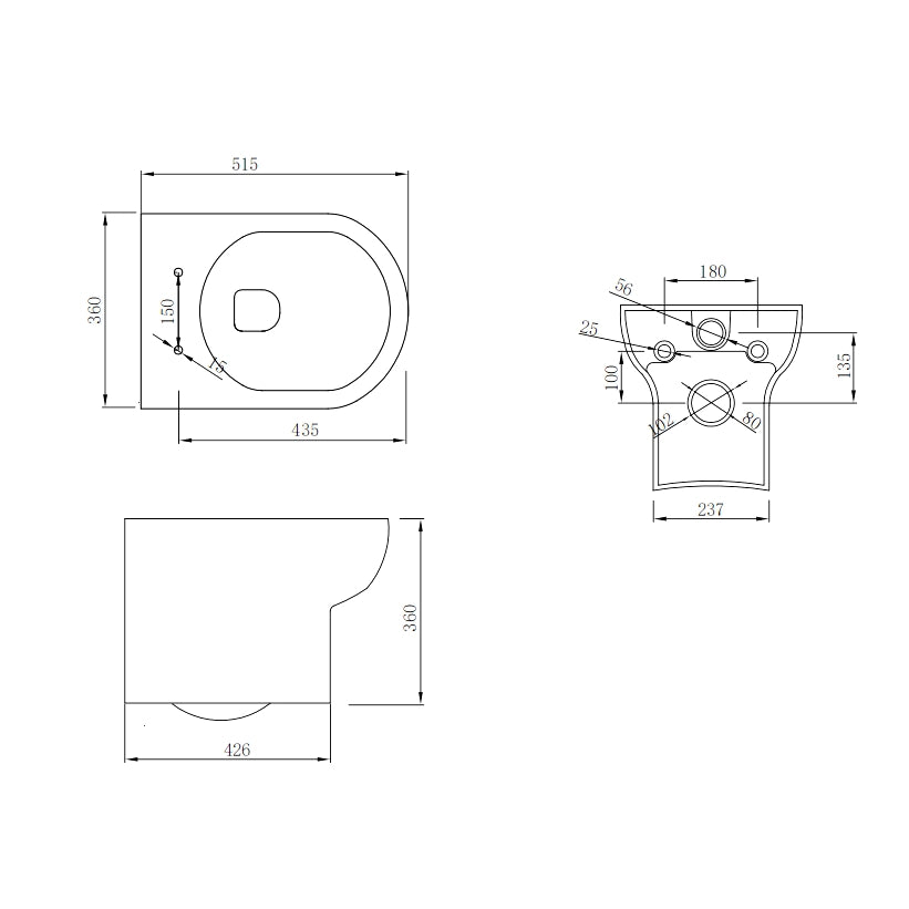 Spa Wall Hung Scudo WC Toilet with Soft Close Seat Option