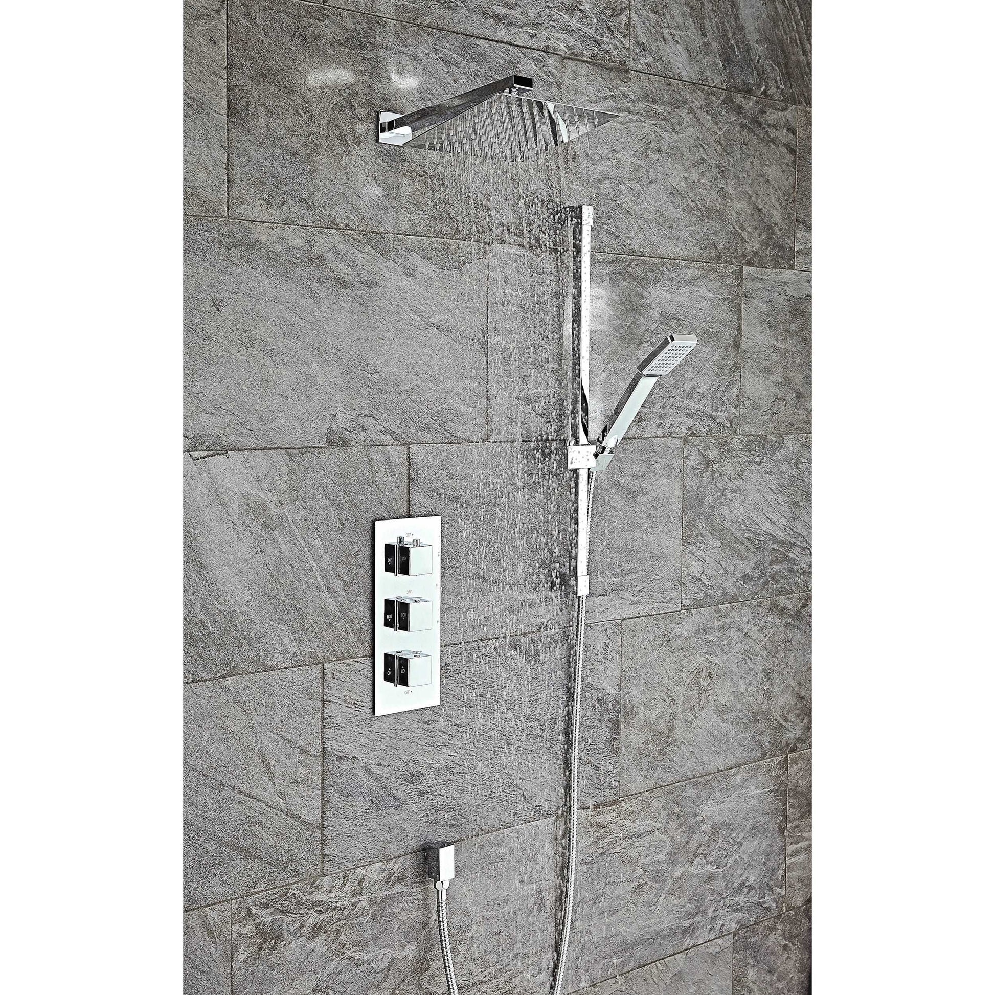 Chrome Square Handle Thermostatic Concealed Shower Valve