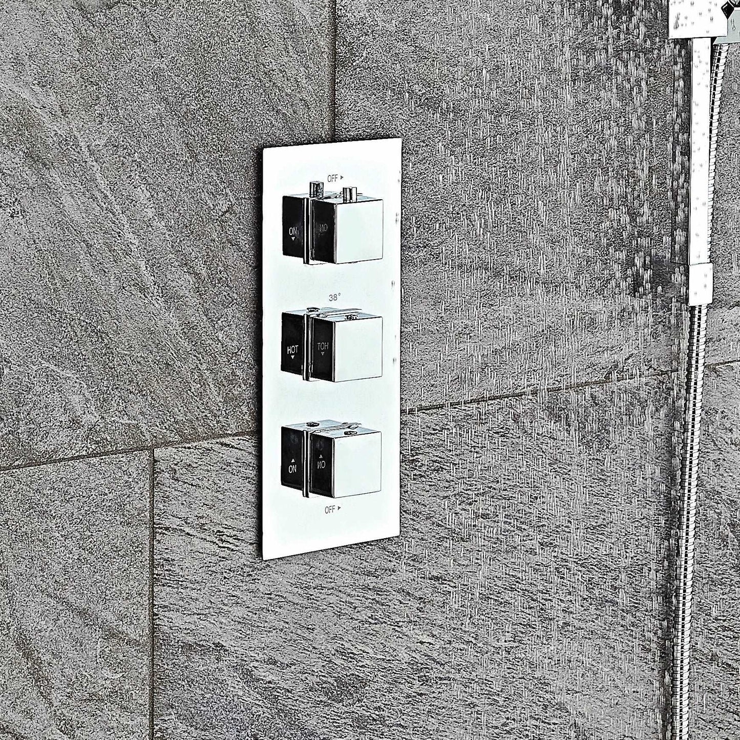 Chrome Square Handle Thermostatic Concealed Shower Valve