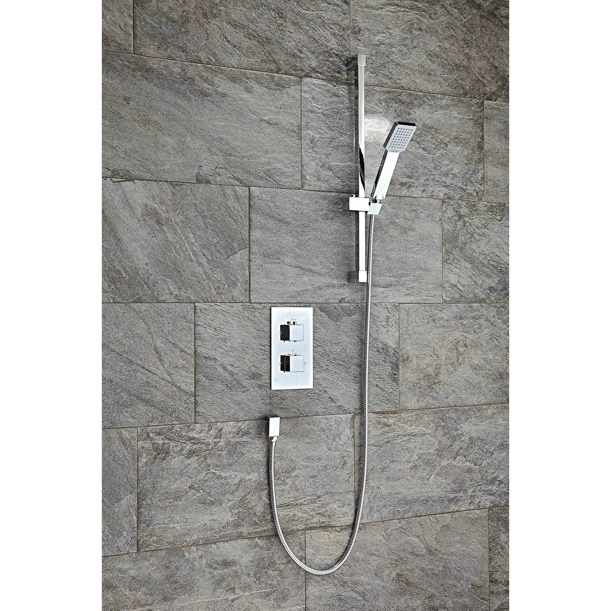 Chrome Square Handle Thermostatic Concealed Shower Valve