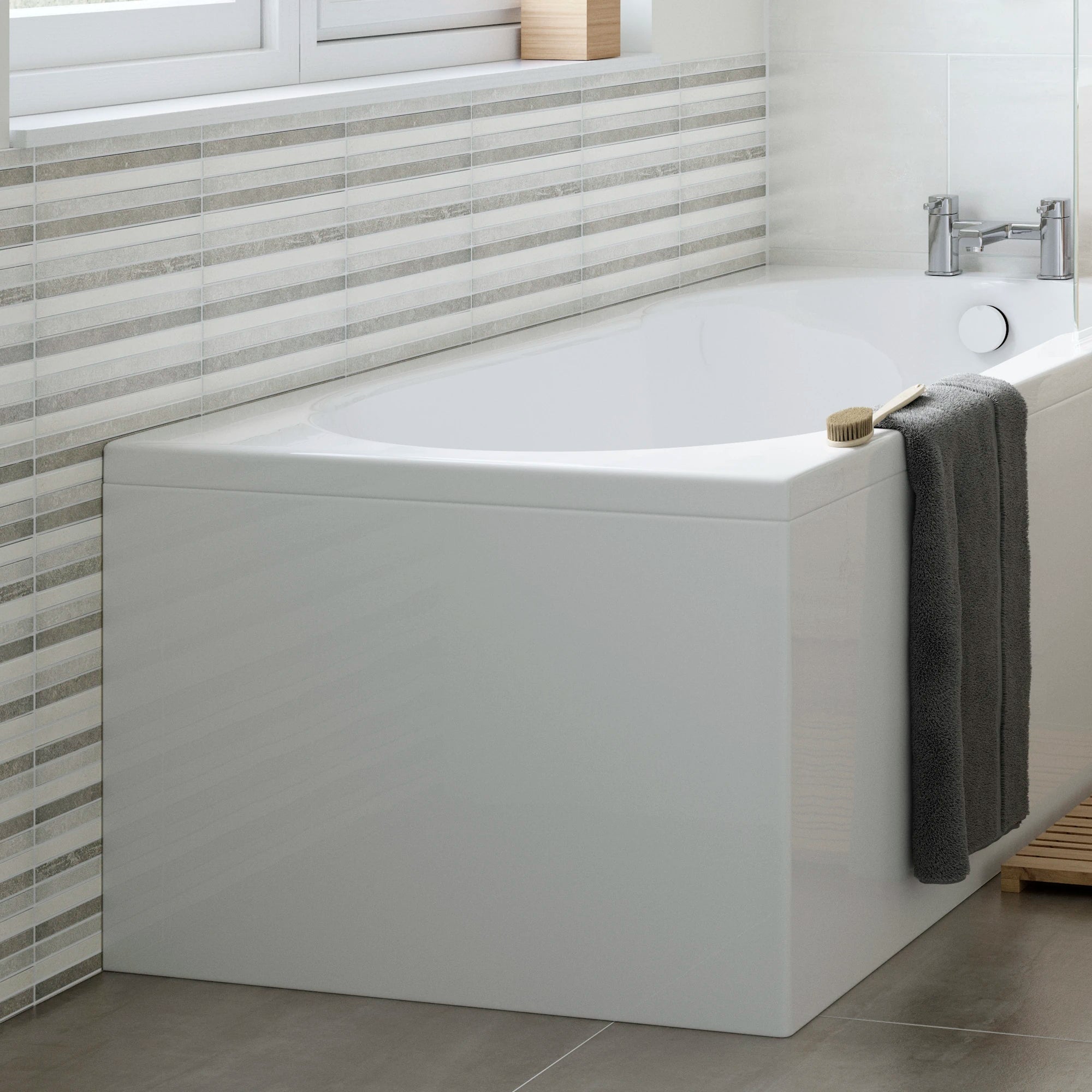 Bubbles Essentials Waterproof White Bath End Panel