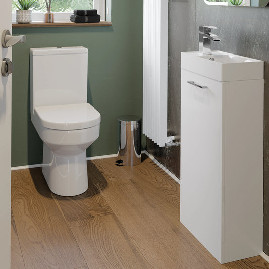 Augusta Floor Standing Cloakroom Basin Vanity Unit and Open Back WC Toilet Bathroom Suite