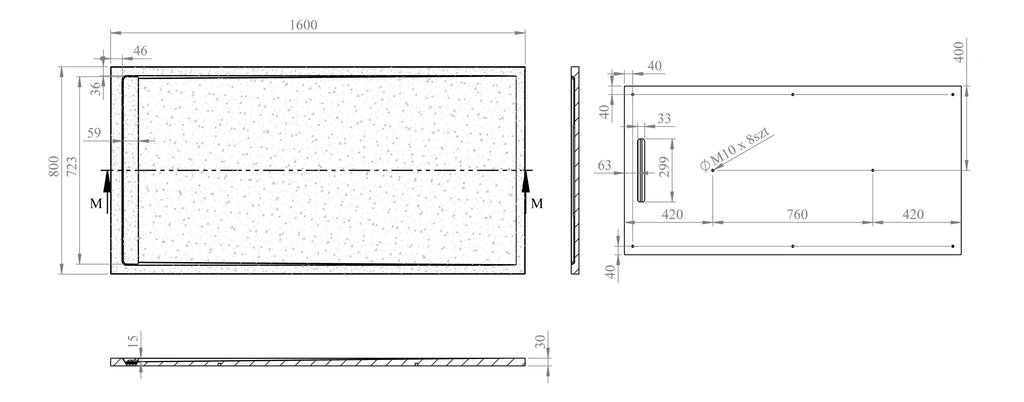 Glacial Slate Rectangle Slimline Shower Tray