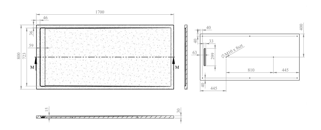 Glacial Slate Rectangle Slimline Shower Tray