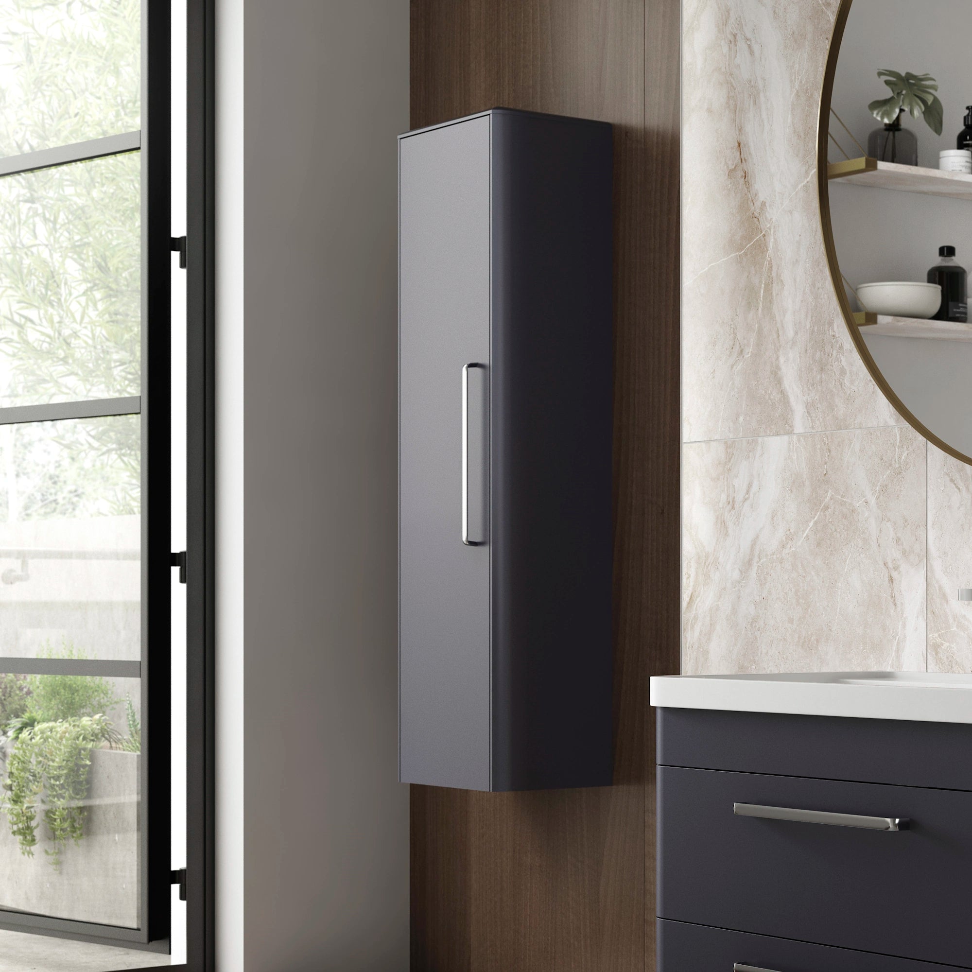 Hudson Reed Solar Wall Hung Tall Unit Bathroom Cabinet 350mm