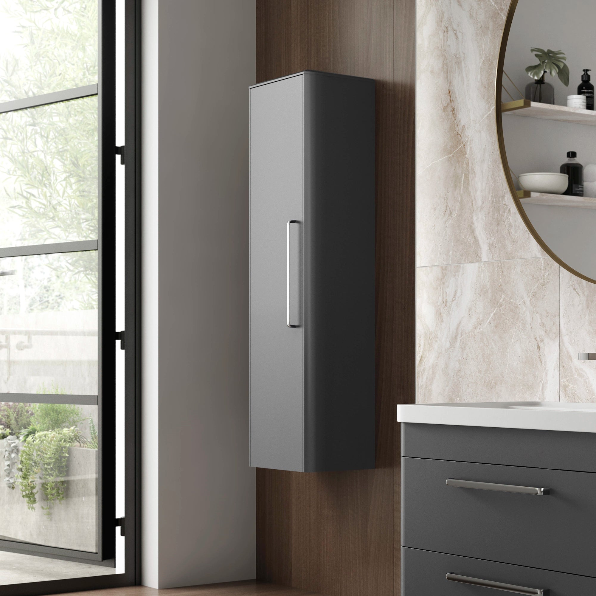 Hudson Reed Solar Wall Hung Tall Unit Bathroom Cabinet 350mm