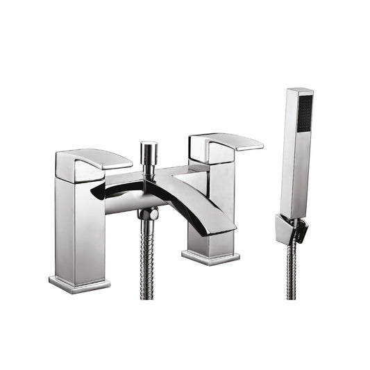 Descent Chrome Bath Shower Mixer Tap with Shower Kit and Wall bracket
