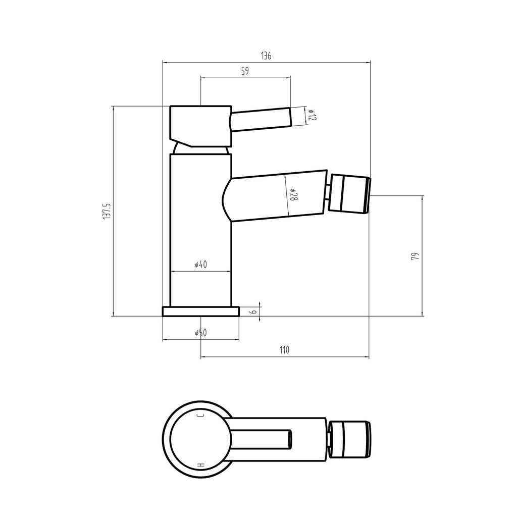 Premier Bidet Mixer Tap with Pop-Up Waste