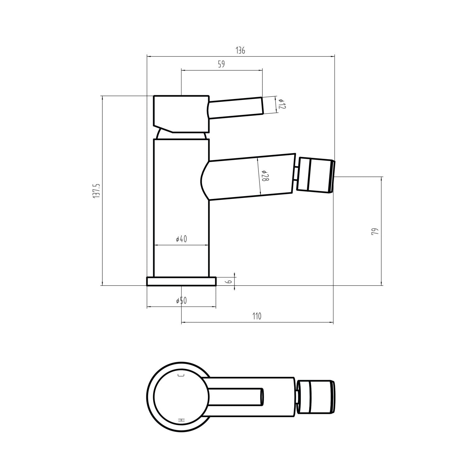 Premier Bidet Mixer Tap with Pop-Up Waste