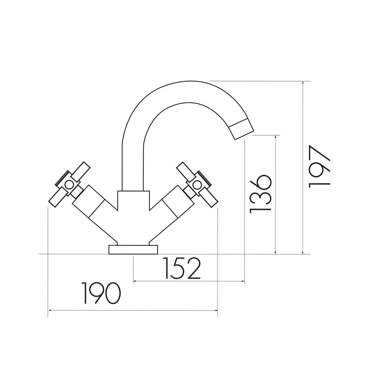 Kross Mono Side Lever Basin Mixer Tap with Push Waste