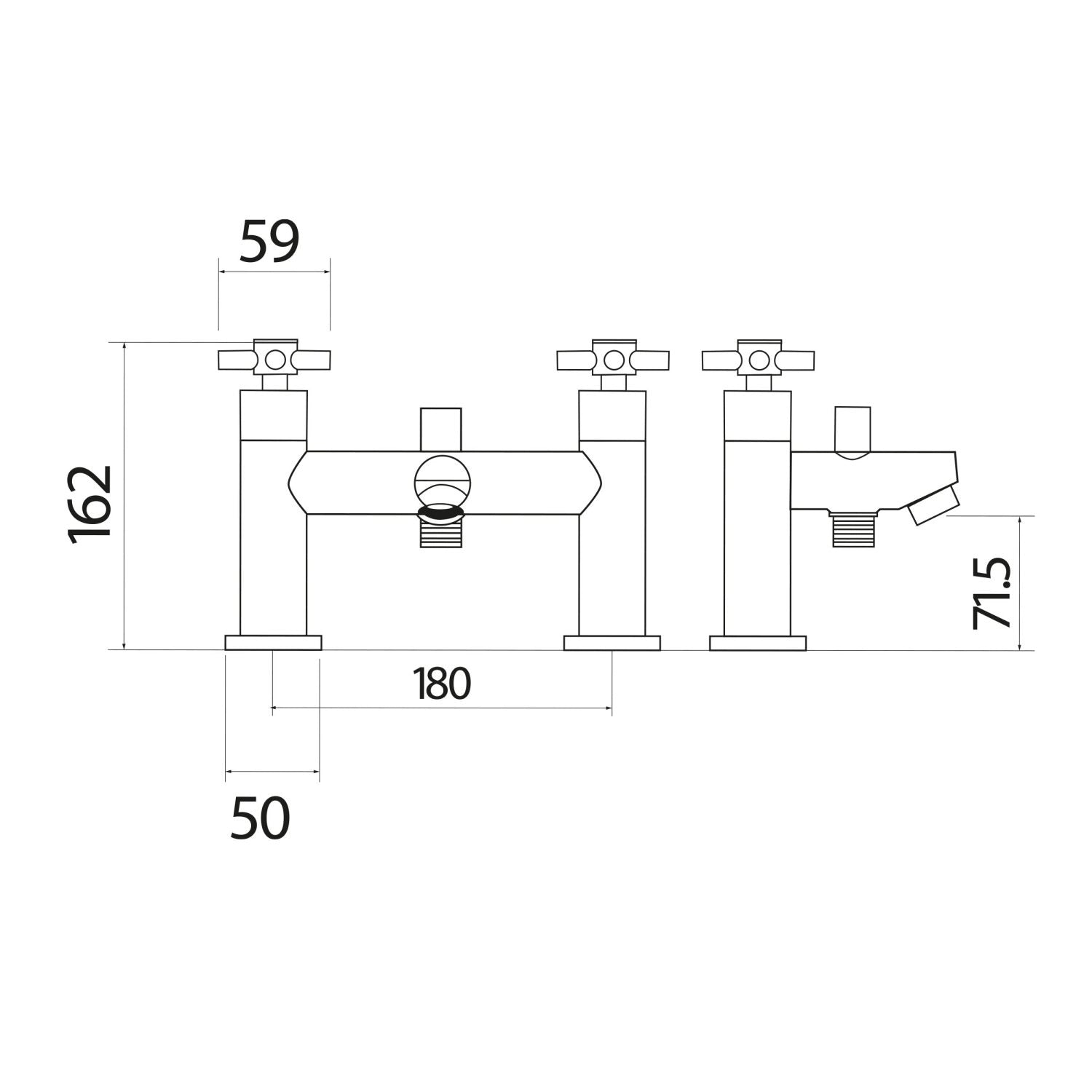 Kross Bath Shower Mixer Tap with Shower Kit and Wall bracket