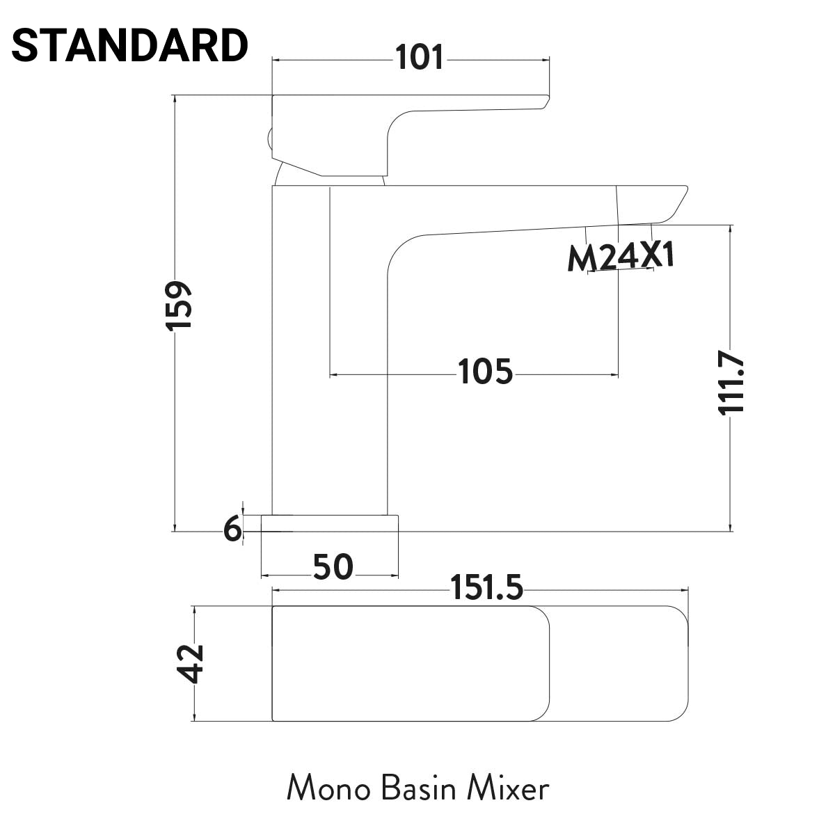 Muro Mono Basin Mixer Tap